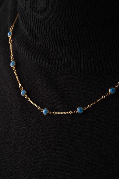 ByFlorya Jewelry قلادة مطرزة بعين الشر الفولاذية هدية خرز عين الشر السبعة غير قابلة للتشوه