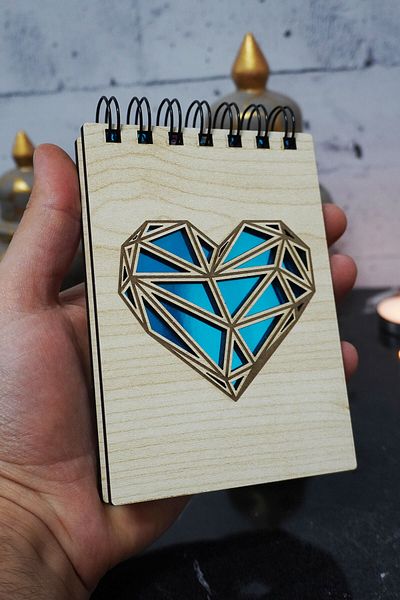 markcat Heart Themed Notebook with Wooden Cover - Mini Pocket Notebook - My List
