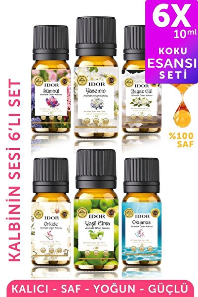 IDOR COSMETICS Kalbinin Sesi 6'lı Esansiyel Uçucu Yağ Seti Buhurdanlık Yağı D...