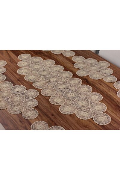 Tropikhome Amerikan Servis Supla Ve Runner Set 6 Kişilik Nakışlı 7 Parça Çeyi...