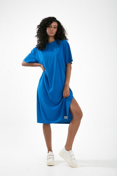 MuuBs TDRESS Long Oversize T-shirt Dress - Crew Neck, Two Side Slits