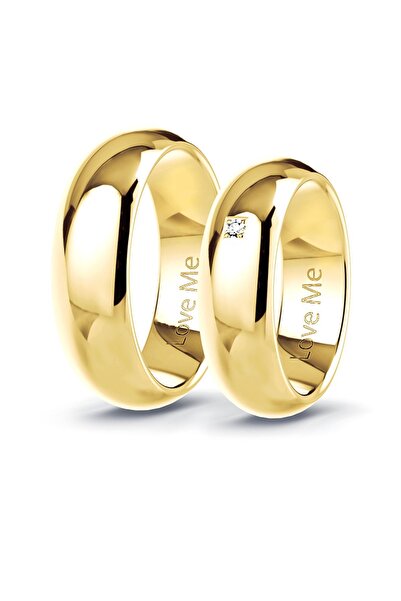Kaya The Third Love Me Marka 9mm Altın Renk Unisex Geniş Bombeli Çelik Alyans...