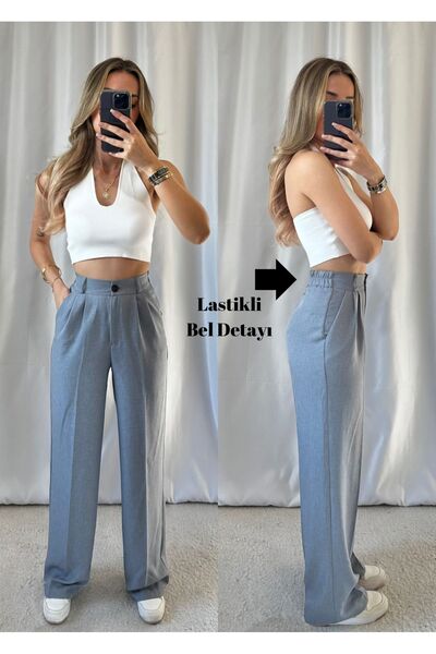 ADELLA BUTİK Linen Palazzo Women's Trousers - Mini Waist Elastic