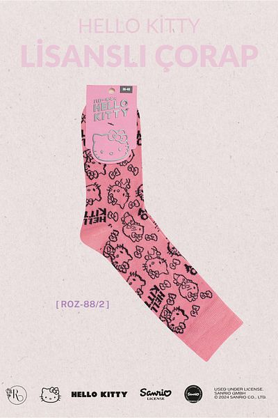 Hello Kitty Pink Patterned Socks - ROZ-88/2