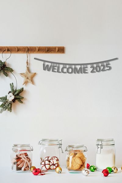 Feymoons 2025 New Year's Graffiti - Gray Decoration Felt, 90 Cm Depakece1050