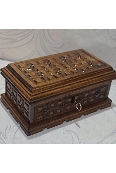 mykhediyevesanatatölyesi Ceviz Kilitli Sandık Kadife Döşemeli Işlemeli Konsep...