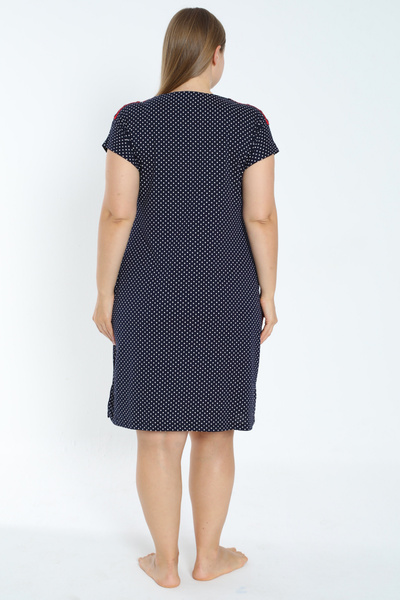 İntensive Γυναικείο πουά ναυτικό μεγάλο μέγεθος επωμίδα κοντομάνικο φόρεμα