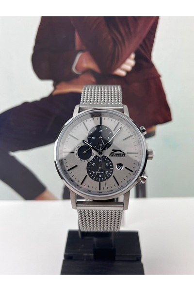 Slazenger ANTRASİT HASIR ERKEK KOL SAATİ 5 ATM SU GEÇİRMEZ 2 YIL GARANTİLİ