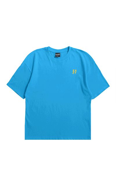 Eazy Co Tricou cu mânecă scurtă cu imprimeu supradimensionat unisex Eazy Blue Outer Space