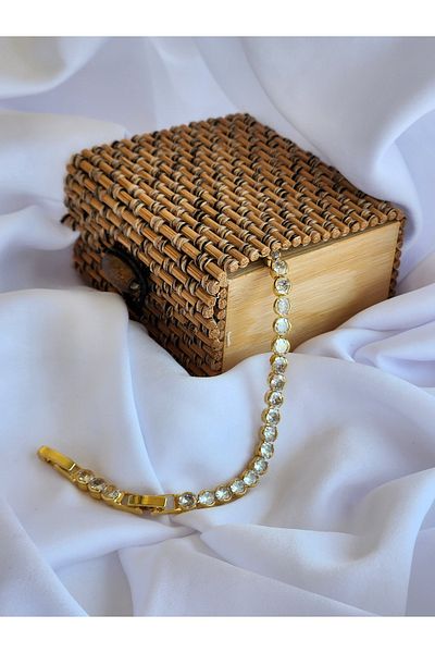 Eva Takı Gold Waterway Round Zircon Bracelet - Tennis Jewelry Store Model