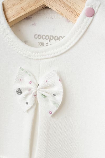 Cocopoco Floral Patterned - 100% Cotton Ribbon and Lace Detailed Booties Jumpsuit
