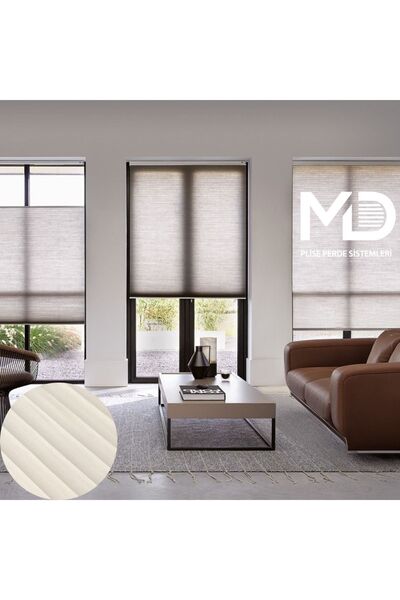 MD Plise Beyaz Alüminyum Kasa Rose Plise Tül