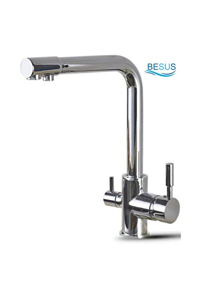 BESUS صنبور فيوسا أرماتور ثلاثي الاتجاهات، صنبور مطبخ مطلي بالكروم مع نظام تنقية