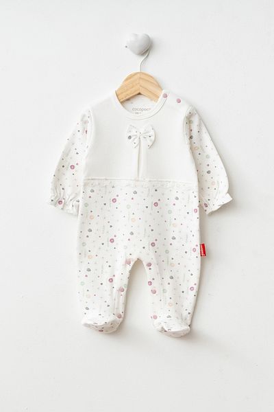 Cocopoco Floral Patterned - 100% Cotton Ribbon and Lace Detailed Booties Jumpsuit