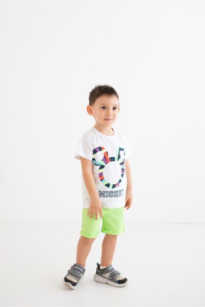 Mickey Mouse Erkek Çocuk Beyaz Yeşil Lisanslı Takım 17281