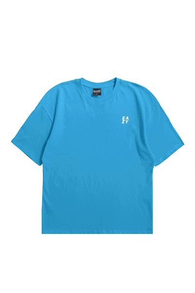 Eazy Co Tricou cu mânecă scurtă unisex cu imprimeu supradimensionat Eazy Blue Abstract Shapes
