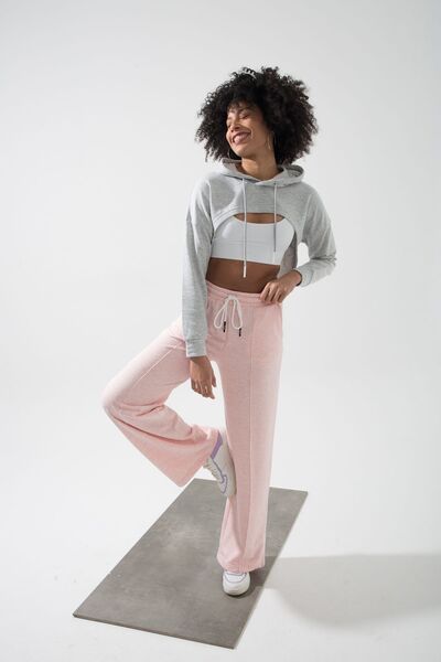 muub's MuuB's 3 Thread Non-Raised Long Sleeve Deep Cut Front Super Crop Sweat
