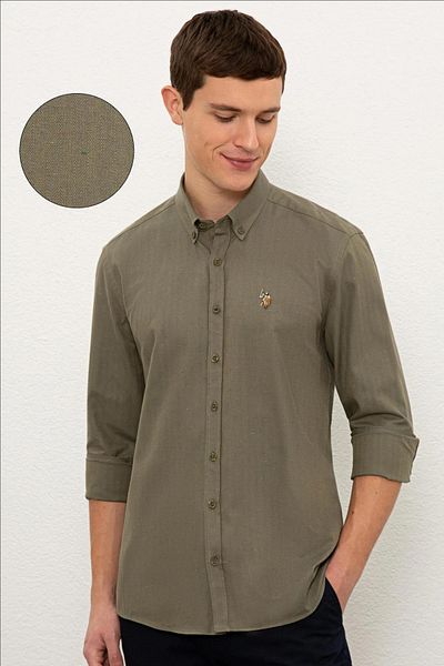 U.S. Polo Assn. Khaki színű férfi ing - hosszú ujjú