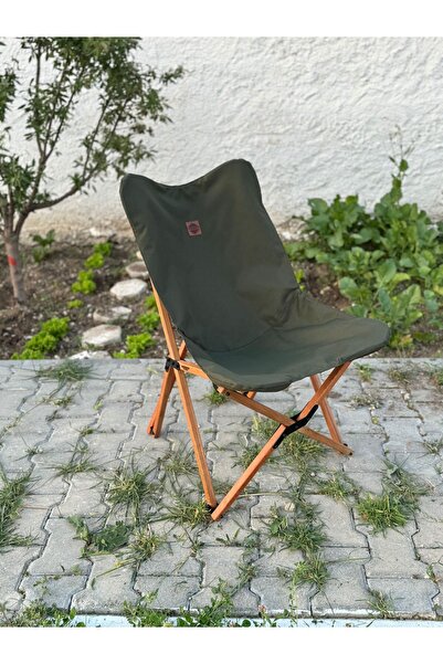CampCrafted Ahşap Katlanır Kamp & Bahçe Sandalyesi - Haki