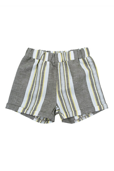 Ozmoz Gray Striped 100% Linen Summer Short Shorts for Baby Boy