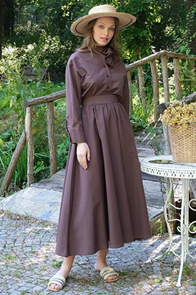 Ceylan Otantik Balloon Cut Bitter Brown Skirt