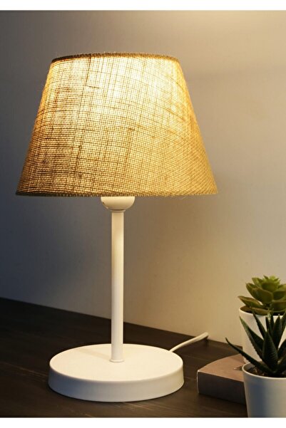 HOMİNG Jüt Kumaş Beyaz Gövdeli Abajur Ayd-3120