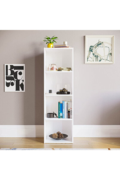 Modern home Bookcase and accessory Display Unit of wood 4Tier white