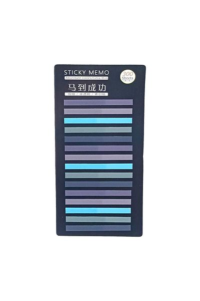 sibga tasarım Transparent Colored Thin Strip Postit - Bookmark, 300 Sheets