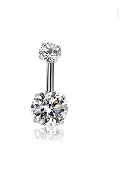 BY DİLEK ÇETİN ACCESSORY Cerrahi Çelik çift tarafı zirkon Taşlı göbek piercin...