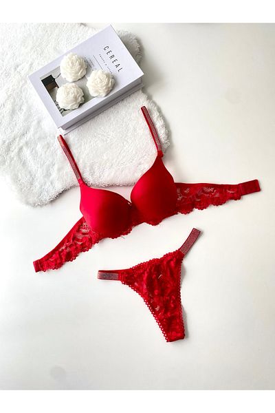 MAVEA Thin Jewelled Padded Bra Set