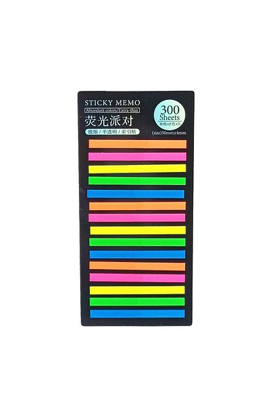 sibga tasarım Transparent Colored Thin Strip Postit - Bookmark, 300 Sheets