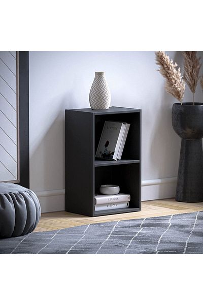 Bookcase and accessory Display Unit of wood 2Tier Black