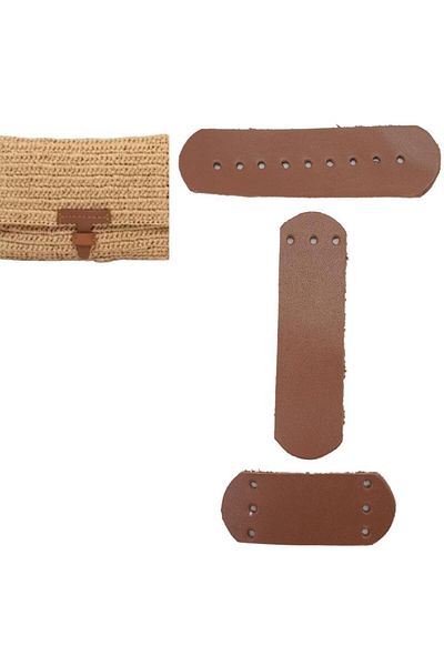angel çanta aksesuar Angel Leather Lock Set - Milky Brown Bag Accessory