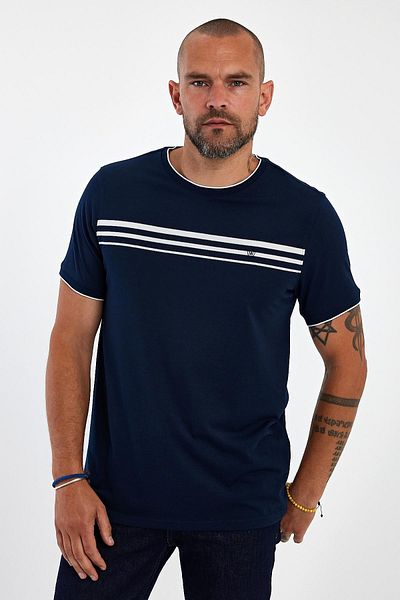 ENQUE Ανδρικό μπλουζάκι Basic Crew Neck Comfort Long Navy Blue