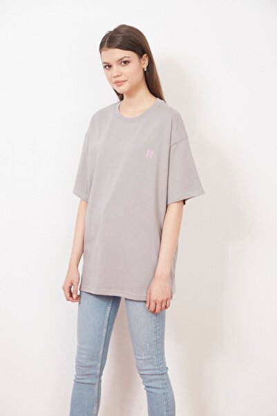 Eazy Co Eazy Grey Outer Space Unisex Oversize εμπριμέ κοντομάνικο μπλουζάκι