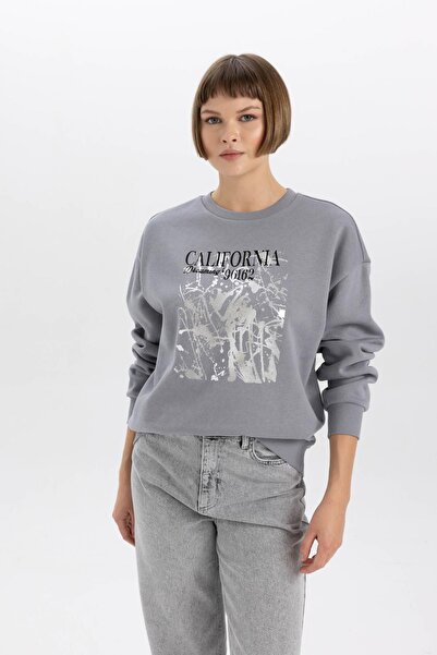 DeFacto Relax Fit Bisiklet Yaka Kalın Sweatshirt B6590ax23wn