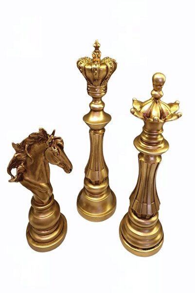 AKASYA SHOP Dekoratif Üçlü Santraç Biblolar At Vezir Şah