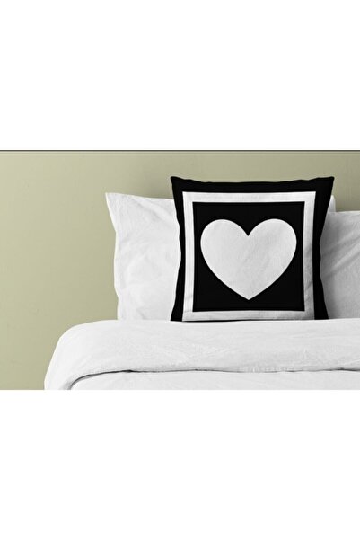 Lostello Home Lettered Throw Pillow Pillowcase Heart Symbol Black and White