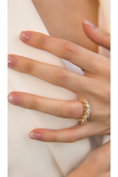 myorogold Kalp Figürlü Beştaş Altın Yüzük