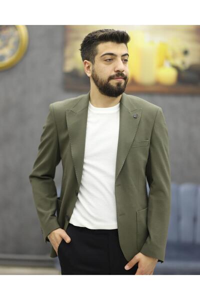 Carutte 26 SLİMFİT TORBA CEPLİ GOFRELİ TEK CEKET(HAKİ)