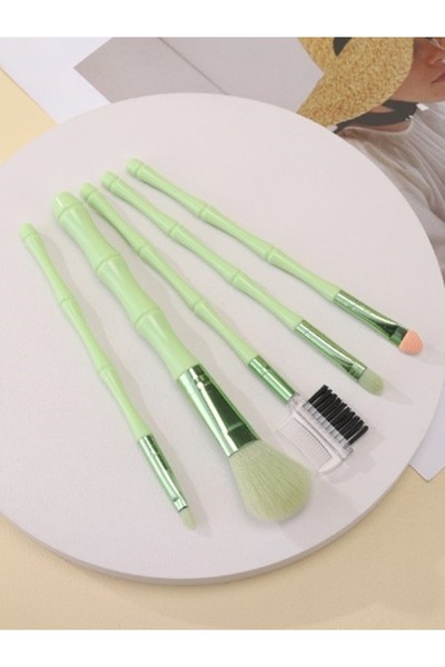 newnet Набір з 5 макіяжних пензликів Lime Yeşili - з пластиковою ручкою в сти...