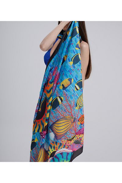 nehir eşarp 95x145 Fish Patterned Pareo