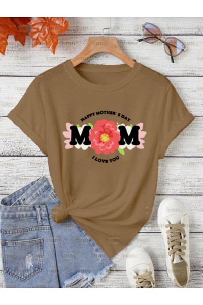 aynewmoda Тениска с щампа MOM за Деня на майката - голям размер