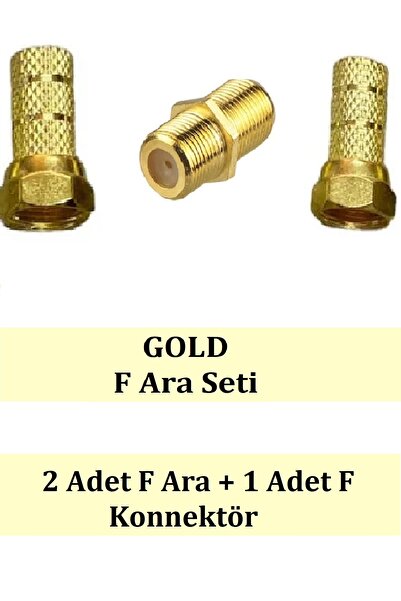 ANKTEK F Ara Seti, 2 Adet Gold F + 1 Adet Gold F Ara Konnektörü Anten Kablola...