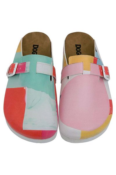 Dogo Colorful Vegan Leather Women's Slippers - Paint It With Colors Design