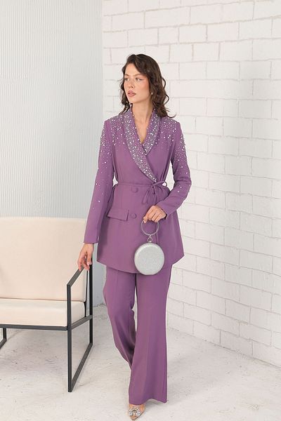 Melike Tatar LEYLAK 32-2086 Model Jewelled Jacket Set