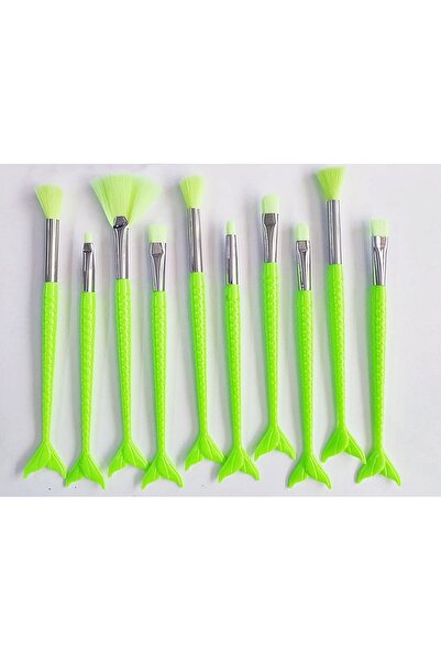 gaman مجموعة فرش مكياج برو جرين فيش - مجموعة مكياج للعيون والكونتور مكونة من 10 قطع