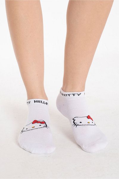 Hello Kitty White Patterned Short Socks - ROZ-121/1 Licensed