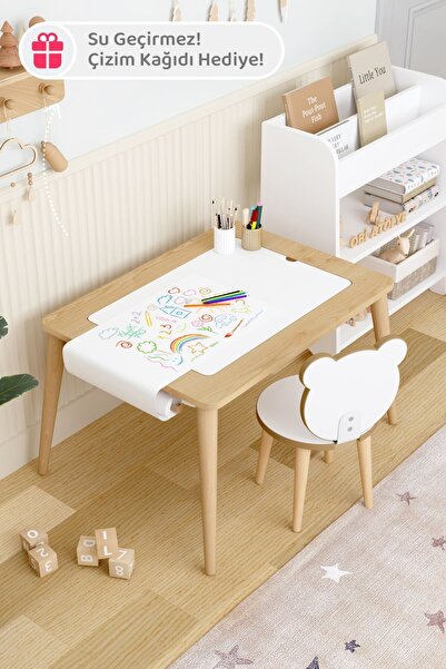 OBİ Atölye Ahşap Oyun Aktivite Masası Suya Karşı Dayanıklı Çocuk Masası