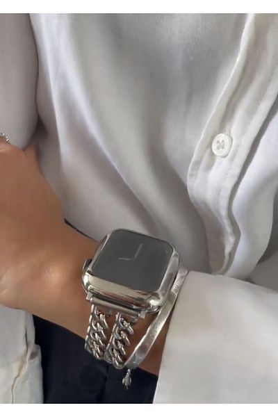 Bushco Store ساعة أبل كاوبوي 38-40-41 ملم سلك فولاذي فضي